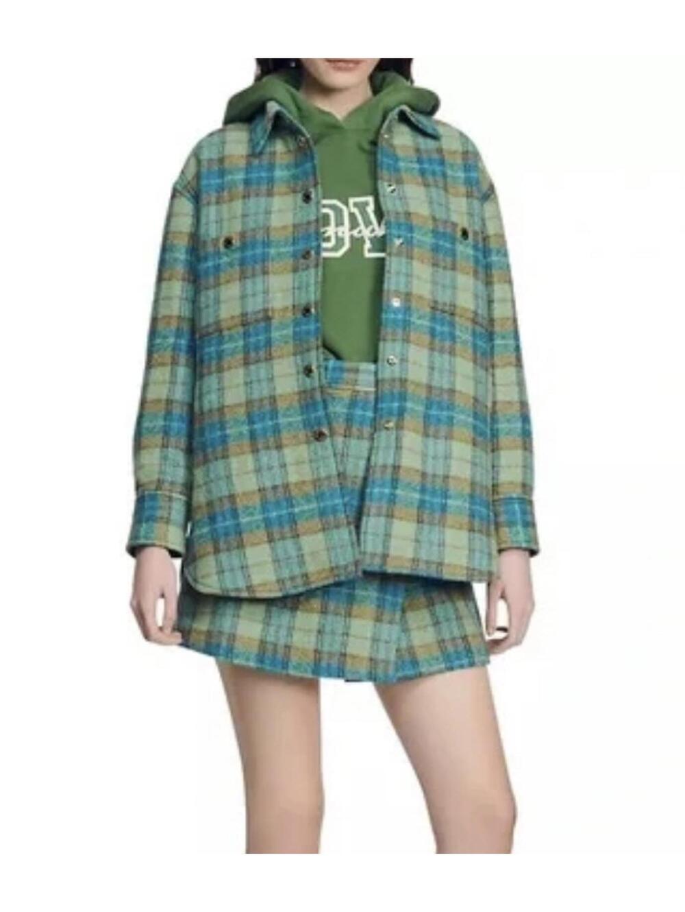 Sandro Checked Wool Overshirt Coat